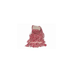Strengenmop 350 gr. band gelust wit/rood