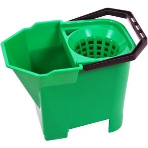 SYR Spaansemop emmer met uitwring korf Groen 14 ltr. (met opvang vuilvakje)