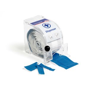 Detectaplast dispenser met snijrand voor rol 5mtr/6cm incl. rol Detectaplast Elastic blauw