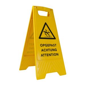 Waarschuwingsbord in 3 talen