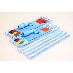 Microvezel-combi blauw/wit multi (pockets en flap met  3 ringen) 44x15cm, 2st.