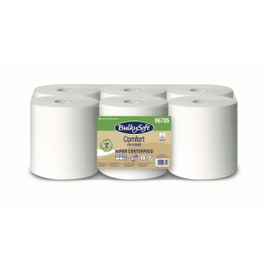 Bulkysoft midi poetsrollen 2 lgs, foliepak 6x450 vel, diam. 18 cm