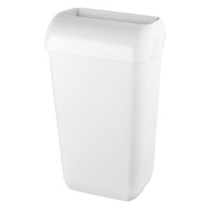 Elive line 2. Kunststof afvalbak met OPENDEKSEL GLANS wit 23 liter