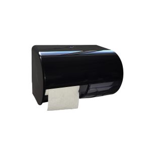 Elive line 2 Duo toiletpapier dispenser Zwart horizontaal