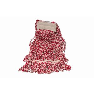 Strengenmop 450 gr. met band gelust wit/rood