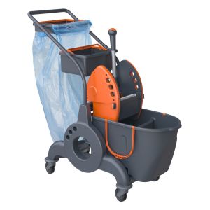 Ivo Giotto Dubbele Mopemmer 15L+10L met Onderstel LT50, Moppers en Duwbeugel, Afvalunit en Tray