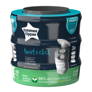 Tommee Tippee Navulcassettes voor Twist & Click Luieremmer pak 3 stuks– Grijs