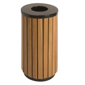 Ronde houten buitenafvalbak