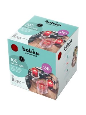 Bolsius refills ReLights ROOD ds. 100 stuks, 24 uur