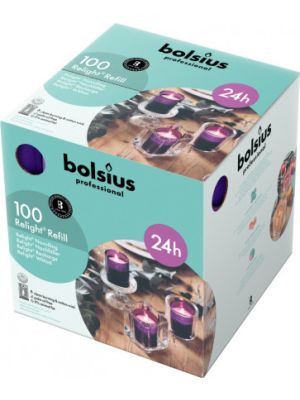 Bolsius refills ReLights PAARS ds. 100 stuks, 24 uur