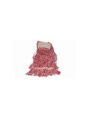 Strengenmop 350 gr. band gelust wit/rood