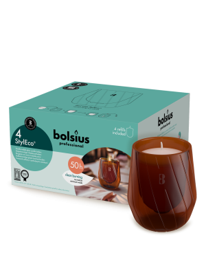 Bolsius Professional StylEco houder Bruin 4 Stuks
