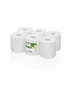 Satino Comfort midi poetsrollen nat.  wit 300m 20cm 1 laag