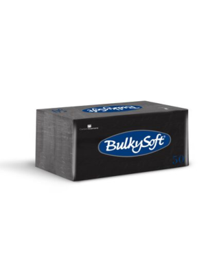 Bulkysoft 2-Laags Zwarte Servetten 33 x 33 cm, 1/8 Vouw, Doos van 2000 Stuks 