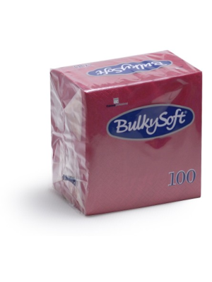 Bulkysoft 3-Laags BORDEAUX Servetten 40 x 40 cm, 1/4 Vouw, Doos van 1000 Stuks 