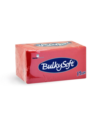 Bulkysoft 2-Laags Rood Servetten 38 x 38 cm, 1/8 Vouw PLUS, Doos van 800 Stuks 