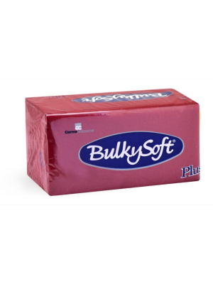Bulkysoft 2-Laags BORDEAUX Servetten 38 x 38 cm, 1/8 Vouw PLUS, Doos van 800 Stuks 
