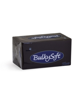 Bulkysoft 2-Laags Zwart Servetten 38 x 38 cm, 1/8 Vouw PLUS, Doos van 800 Stuks 