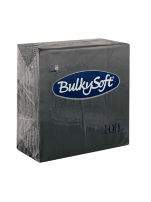 Bulkysoft 2-Laags Zwarte Servetten 40 x 40 cm, 1/4 Vouw, Doos van 2000 Stuks 