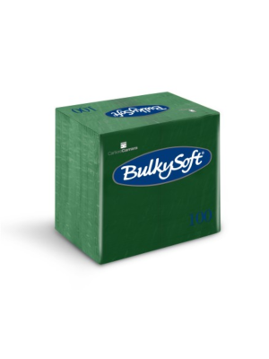 Bulkysoft 2-Laags Groene Servetten 40 x 40 cm, 1/8 Vouw, Doos van 2000 Stuks 