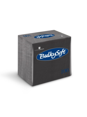 Bulkysoft 2-Laags Zwarte Servetten 40 x 40 cm, 1/8 Vouw, Doos van 2000 Stuks 