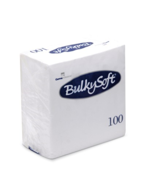 Bulkysoft 3-Laags Witte Servetten 40 x 40 cm, 1/4 Vouw, Doos van 1000 Stuks 
