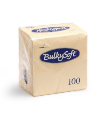Bulkysoft 2-Laags Créme Servetten 33 x 33 cm, 1/4 Vouw, Doos van 2000 Stuks 