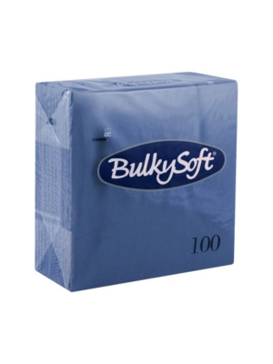 Bulkysoft 2-Laags Blauw Servetten 33 x 33 cm, 1/4 Vouw, Doos van 2000 Stuks 