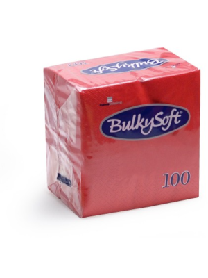 Bulkysoft 2-Laags Rode Servetten 33 x 33 cm, 1/4 Vouw, Doos van 2000 Stuks 