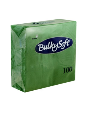 Bulkysoft 2-Laags Groen Servetten 33 x 33 cm, 1/4 Vouw, Doos van 2000 Stuks 