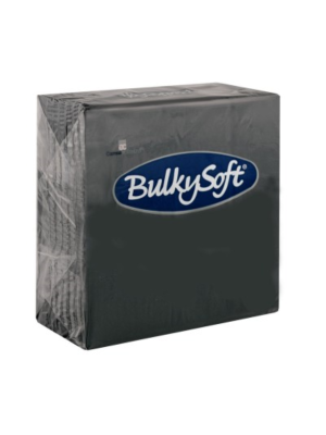 Bulkysoft 2-Laags Zwart Servetten 33 x 33 cm, 1/4 Vouw, Doos van 2000 Stuks 
