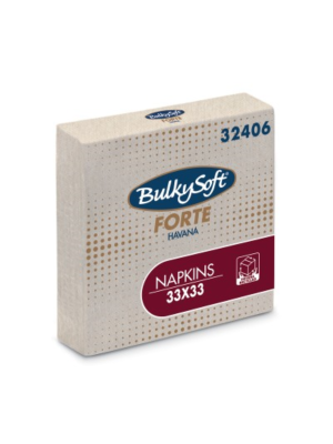 Bulkysoft 2-Laags Havana Recycled Servetten 33 x 33 cm, 1/4 Vouw, Doos van 2000 Stuks 