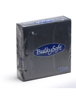 Bulkysoft 2-Laags Zwarte Servetten 38 x 38 cm, 1/4 Vouw PLUS, Doos van 1440 Stuks 