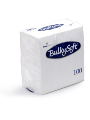 Bulkysoft 2-Laags Witte Servetten 33 x 33 cm, 1/4 Vouw, Doos van 2000 Stuks 
