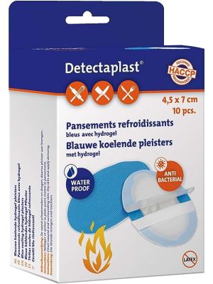 Detectaplast Hydrogel pleister Blauw detecteerbaar 43x70mm 10stuks