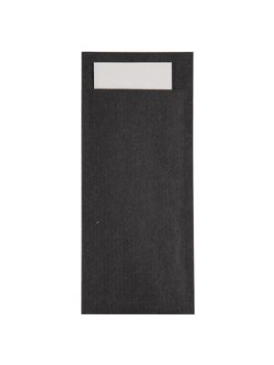 Bestekzakjes Kraft Zwart + Servet wit