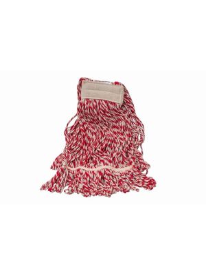 Strengenmop 450 gr. met band gelust wit/rood