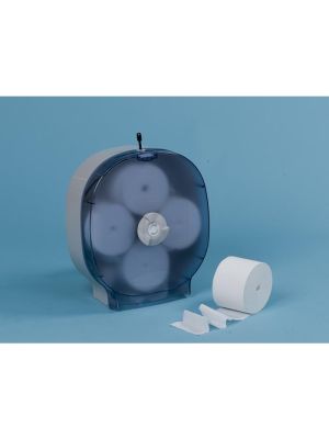 Coreless toiletdispenser, wit kunststof t.b.v. 4 coreless toiltetrollen (voor 4x coreless)