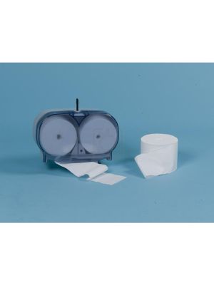 Coreless toiletdispenser, wit kunststof t.b.v. 2 coreless toiletrollen (voor 2x coreless)
