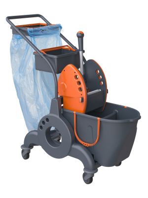 Ivo Giotto Dubbele Mopemmer 15L+10L met Onderstel LT50, Moppers en Duwbeugel, Afvalunit en Tray