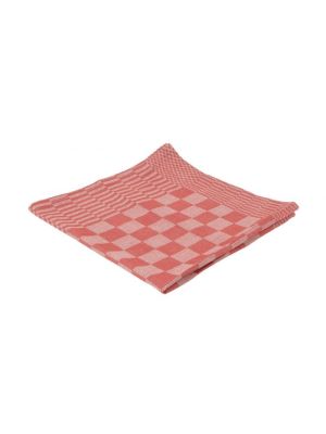 Theedoeken geblokt OUD ROOD 65x65cm, pak a 6 stuks